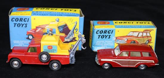 A Corgi 491 Cortina Estate and a Corgi 477 Land Rover